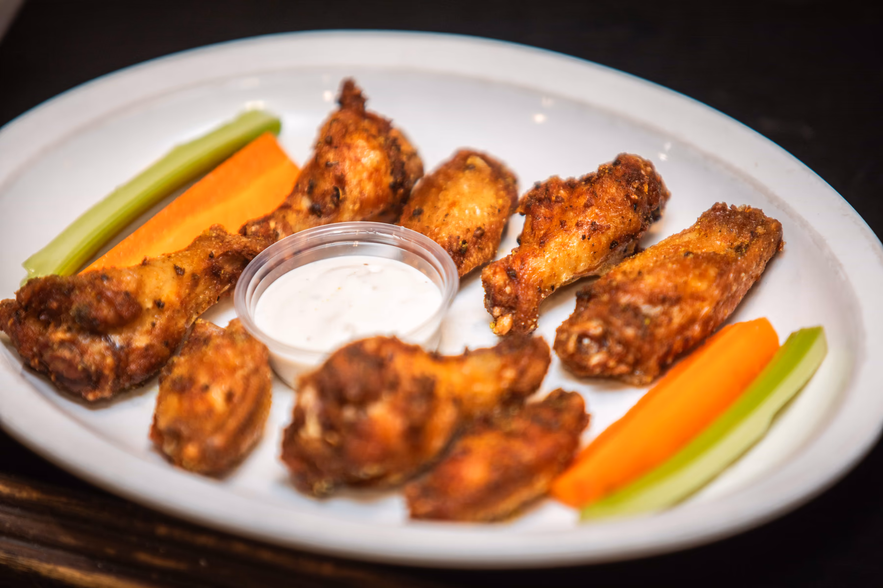 Pub 36 chicken wings served with ranch, carrot, and celery
